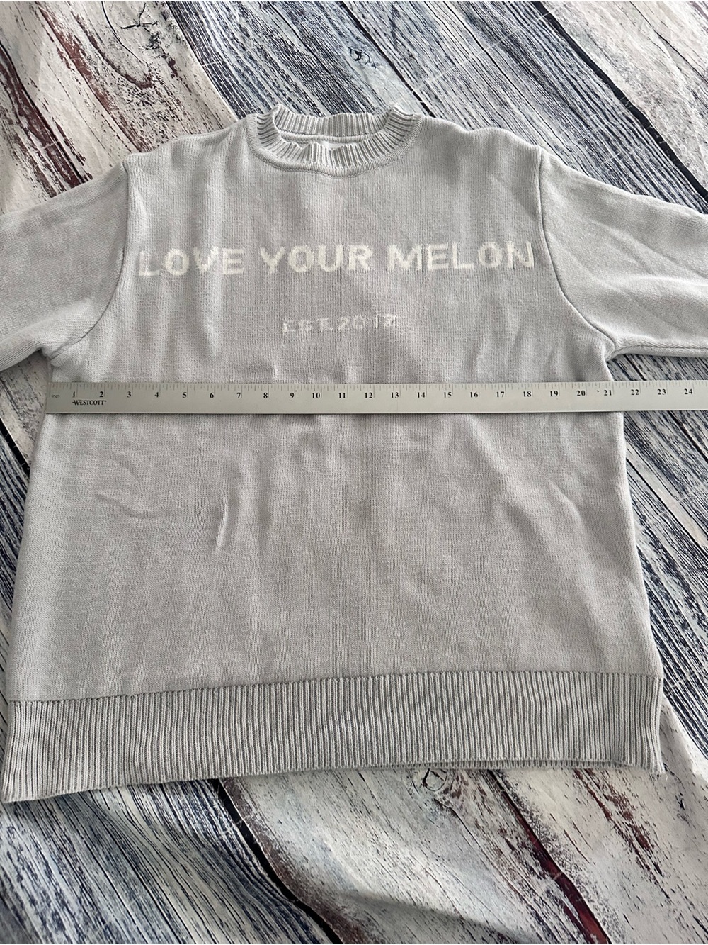 Love Your Melon Light Gray Logo Knit Sweater - Picture 8 of 9